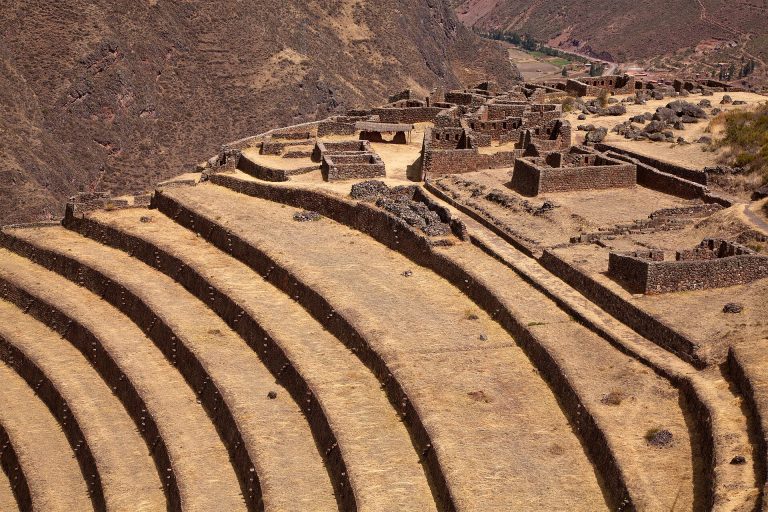 Inca ruins and agricultural terraces at Pisac, Peru