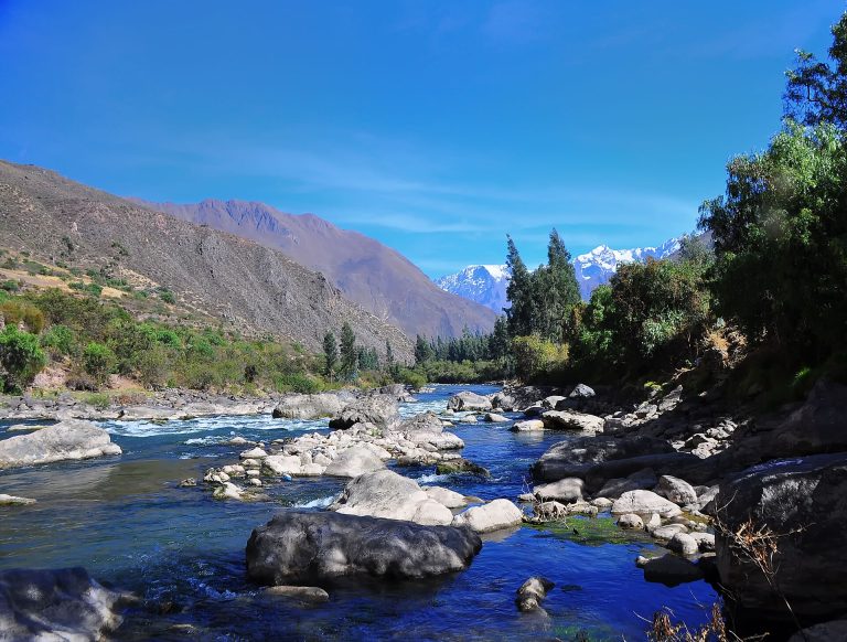 Urubamba River winding through Peru's Sacred Valley