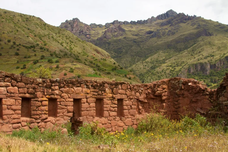 Broad mountain and agricultural landscape in Peru's Sacred Valley