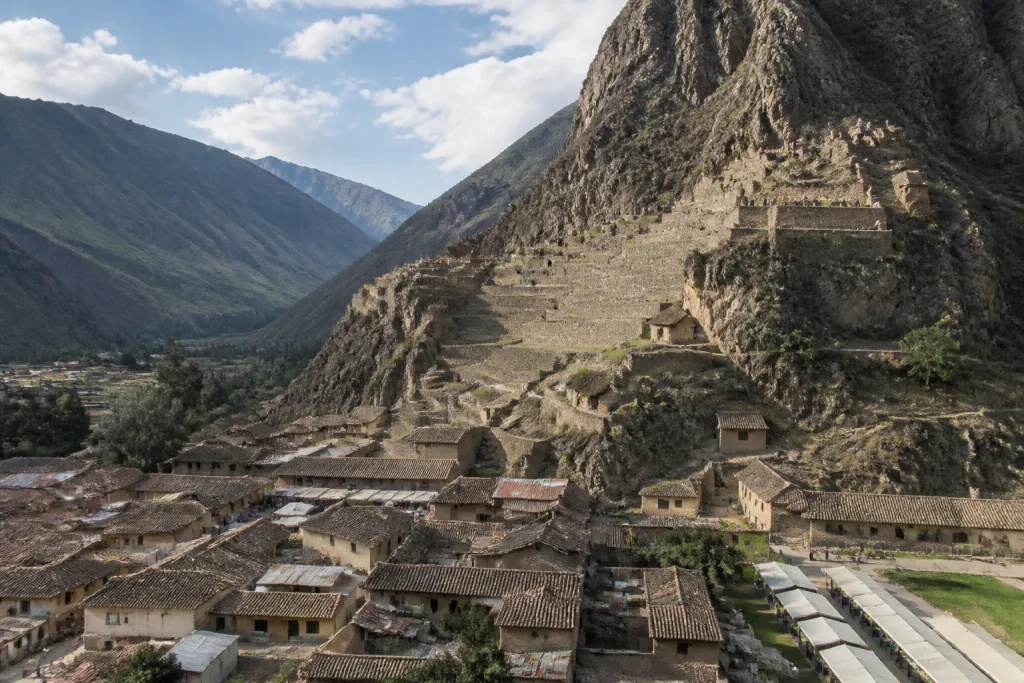 Inca terraces overlooking Ollantaytambo in Peru's Sacred Valley