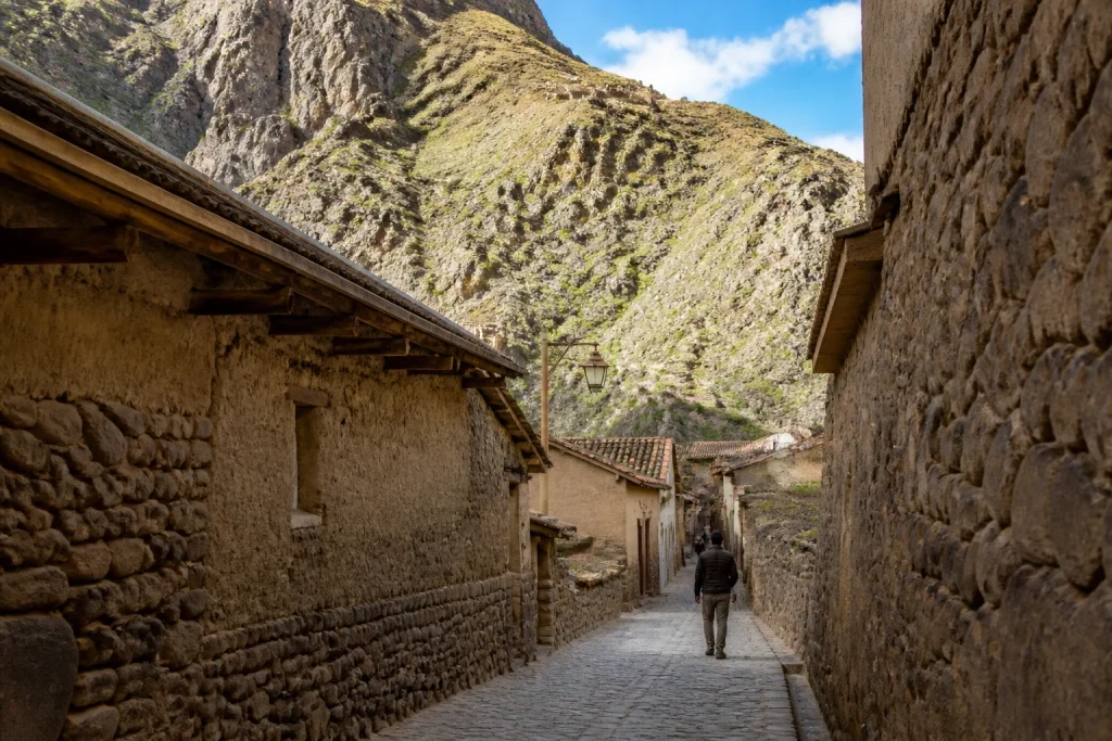 Historic stone streets and Andean buildings in Ollantaytambo