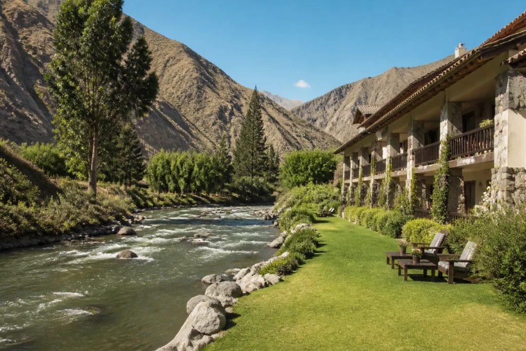 Riverside gardens at Belmond Hotel Rio Sagrado near Urubamba