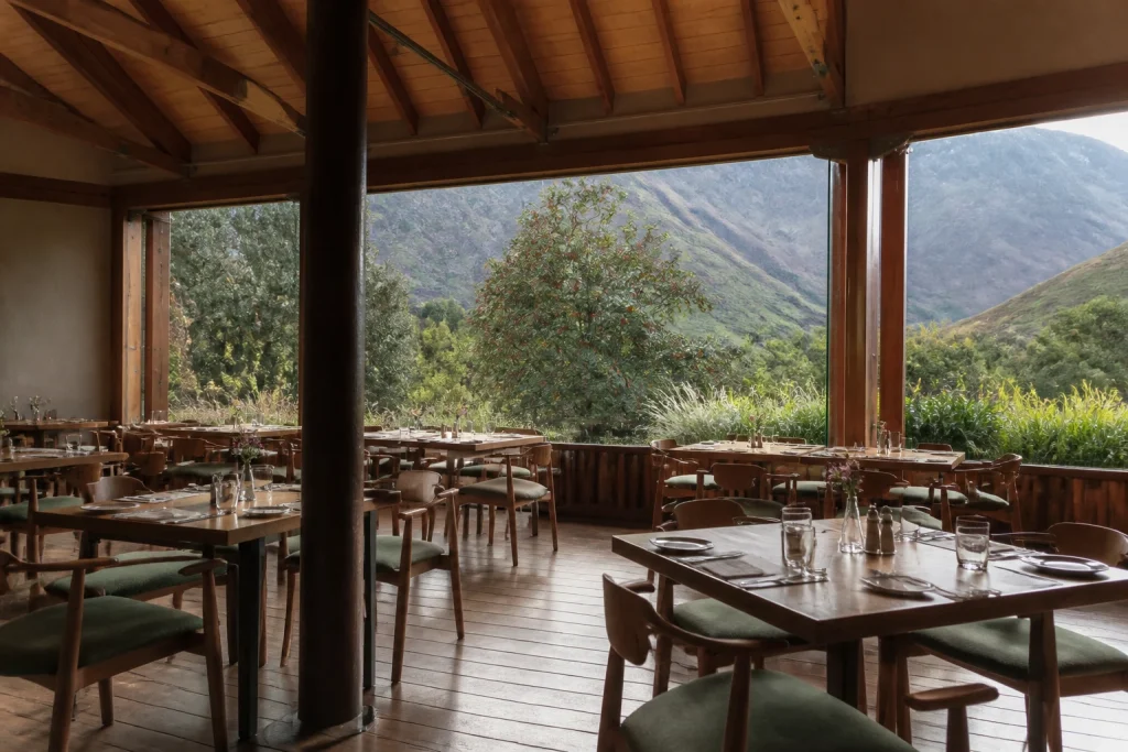 Resort dining setting at Rio Sagrado in the Sacred Valley