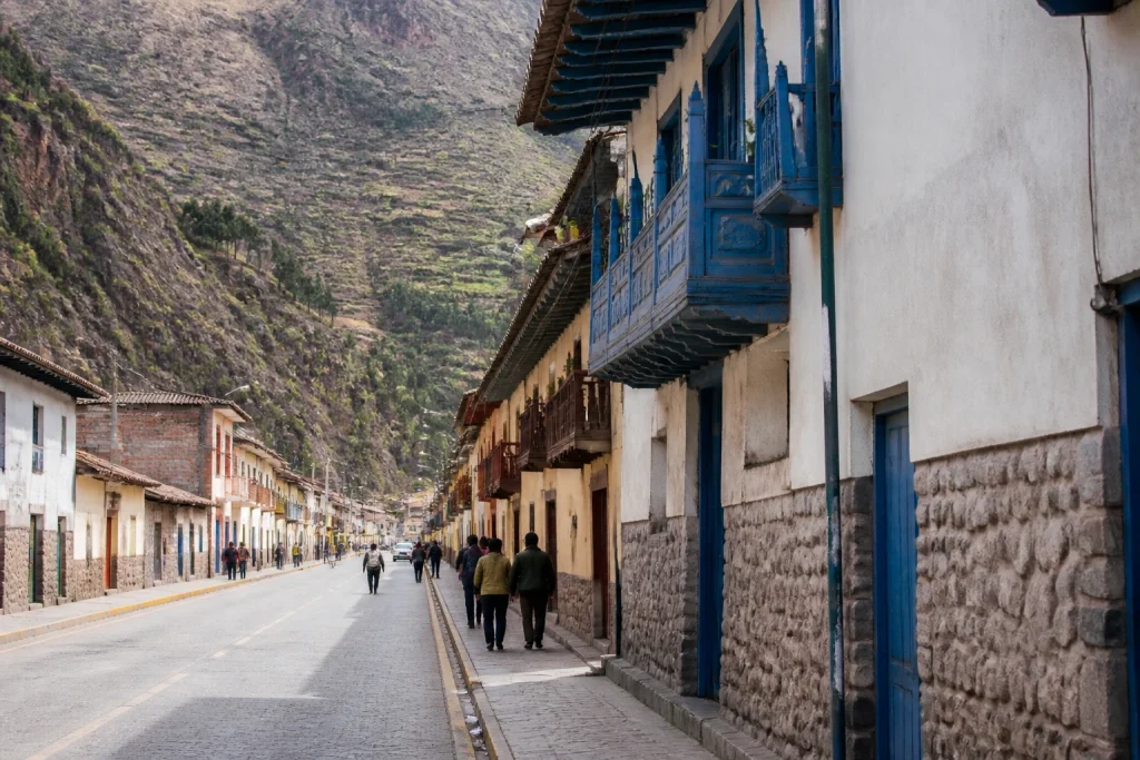 Street and local architecture in Calca, Peru