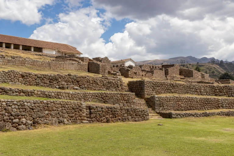 Stone terraces and steps at Parque Arqueológico de Chinchero in the Sacred Valley