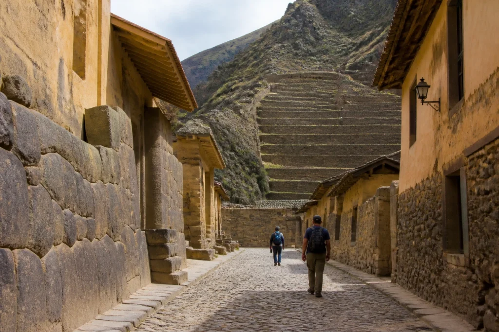 Historic stone street in Ollantaytambo in the Sacred Valley