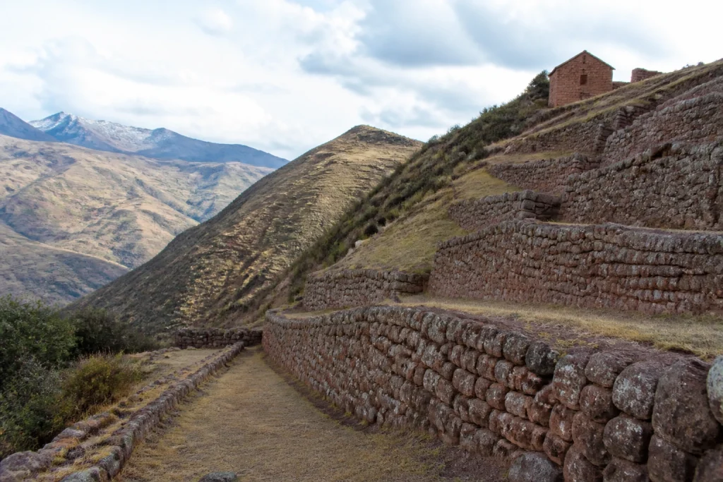 Authentic stone walls at the Huchuy Qosqo archaeological site.