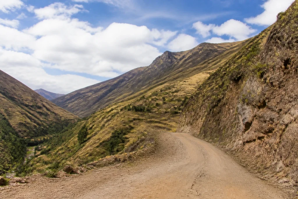 A genuine road segment on the Calca to Lares route in Cusco