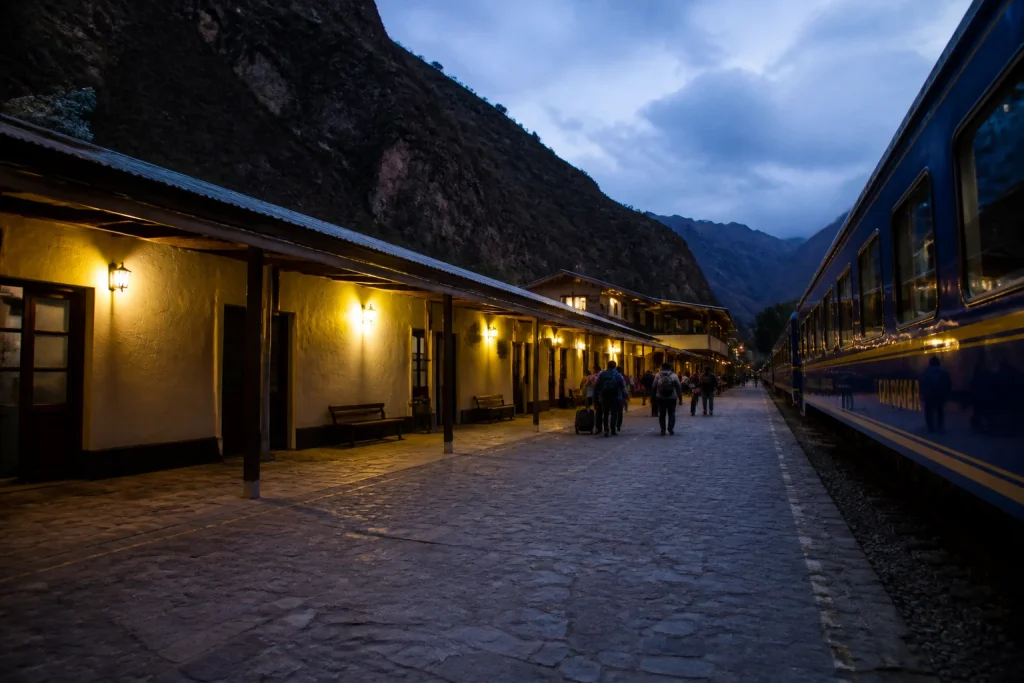 Ollantaytambo railway station approach in the evening