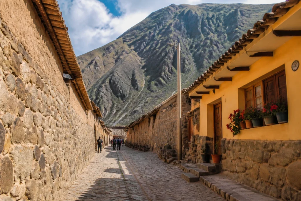 Stone street in Ollantaytambo in the Sacred Valley.