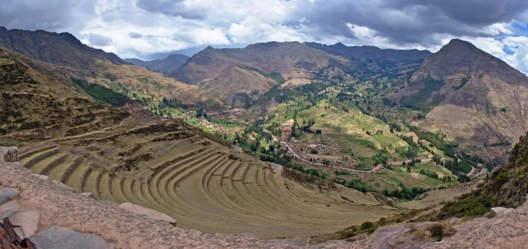Hilltop view of Pisac Archaeological Park in Peru's Sacred Valley