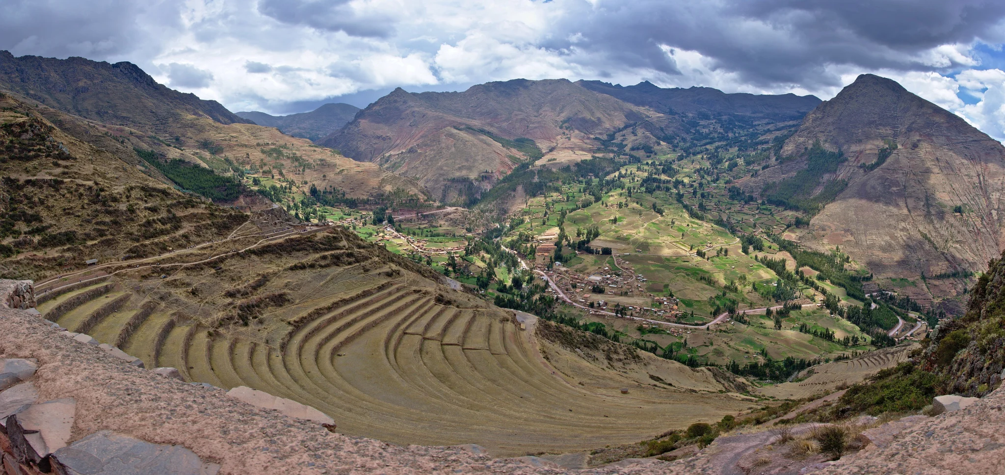 Hilltop view of Pisac Archaeological Park in Peru's Sacred Valley