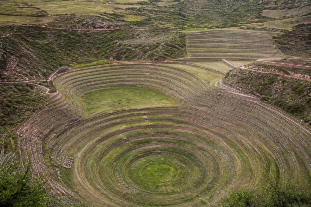 Concentric archaeological terraces at Moray in the Sacred Valley