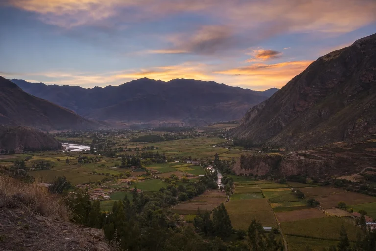 Sacred Valley landscape in Peru at dusk
