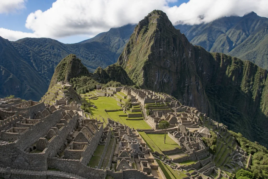 Machu Picchu archaeological sanctuary and surrounding mountains