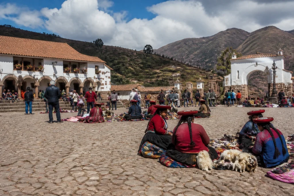 Market area beside the main square in Chinchero