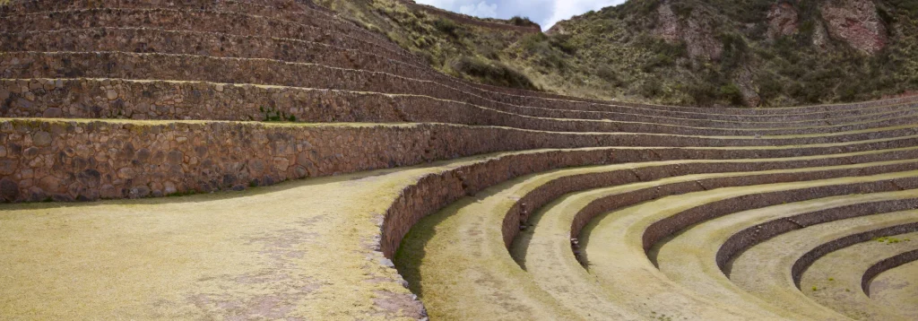 Concentric circular terraces at Moray in the Sacred Valley.