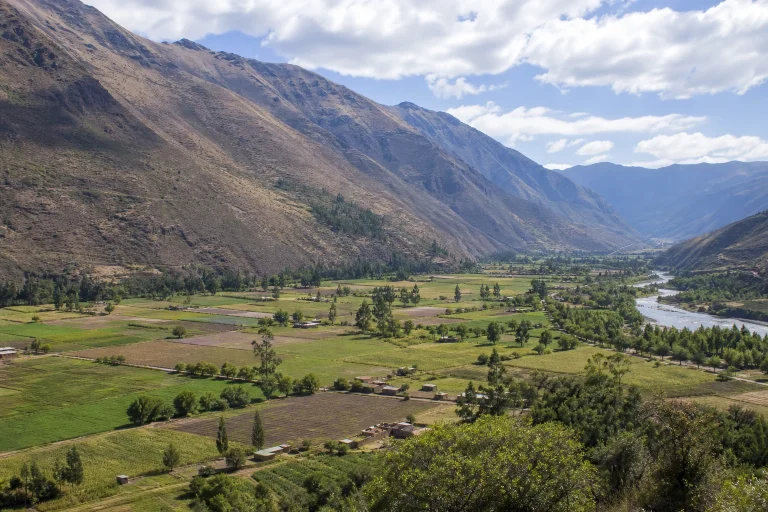 Agricultural landscape in the Sacred Valley near Urubamba, Peru