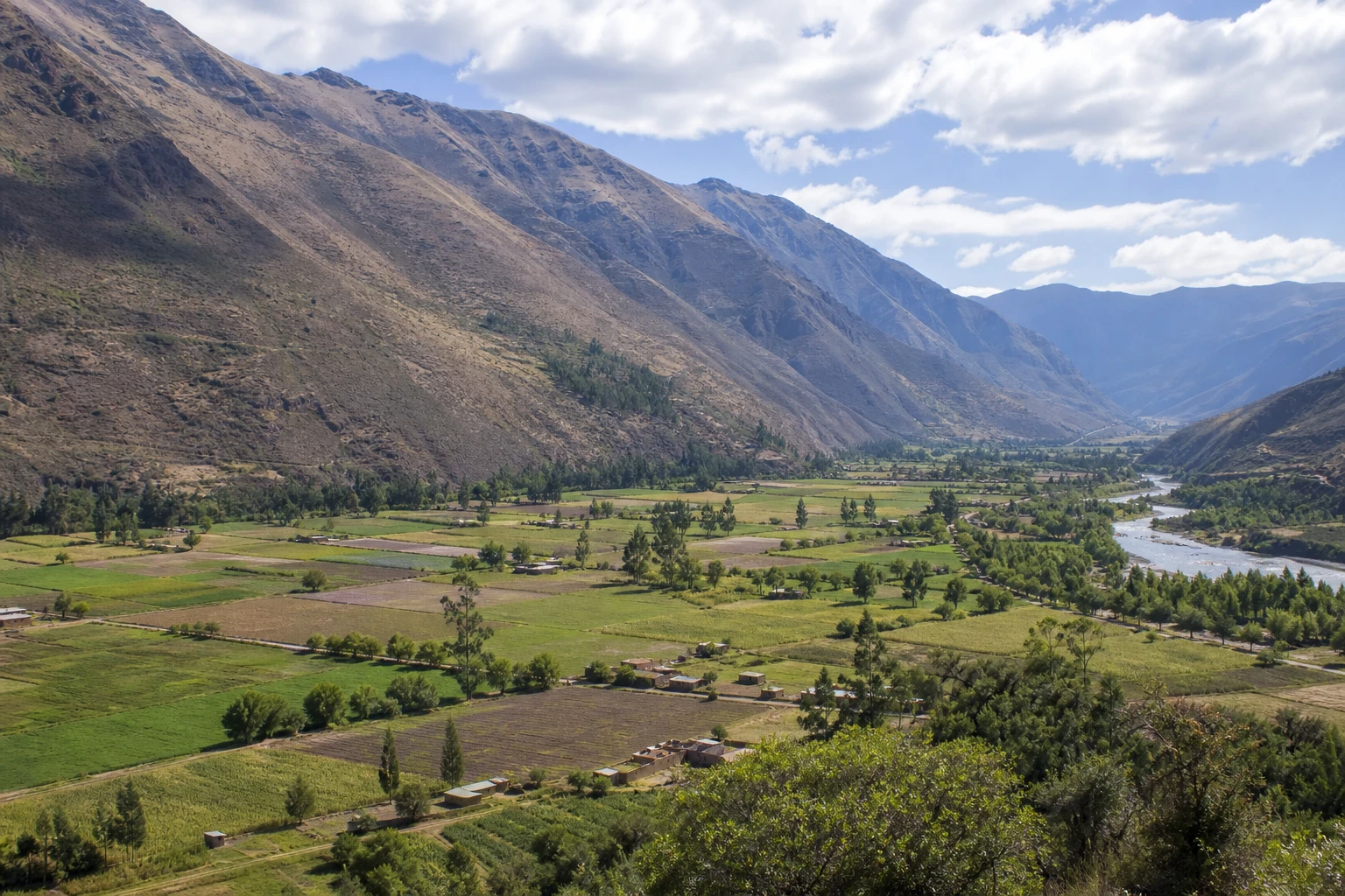 Agricultural landscape in the Sacred Valley near Urubamba, Peru