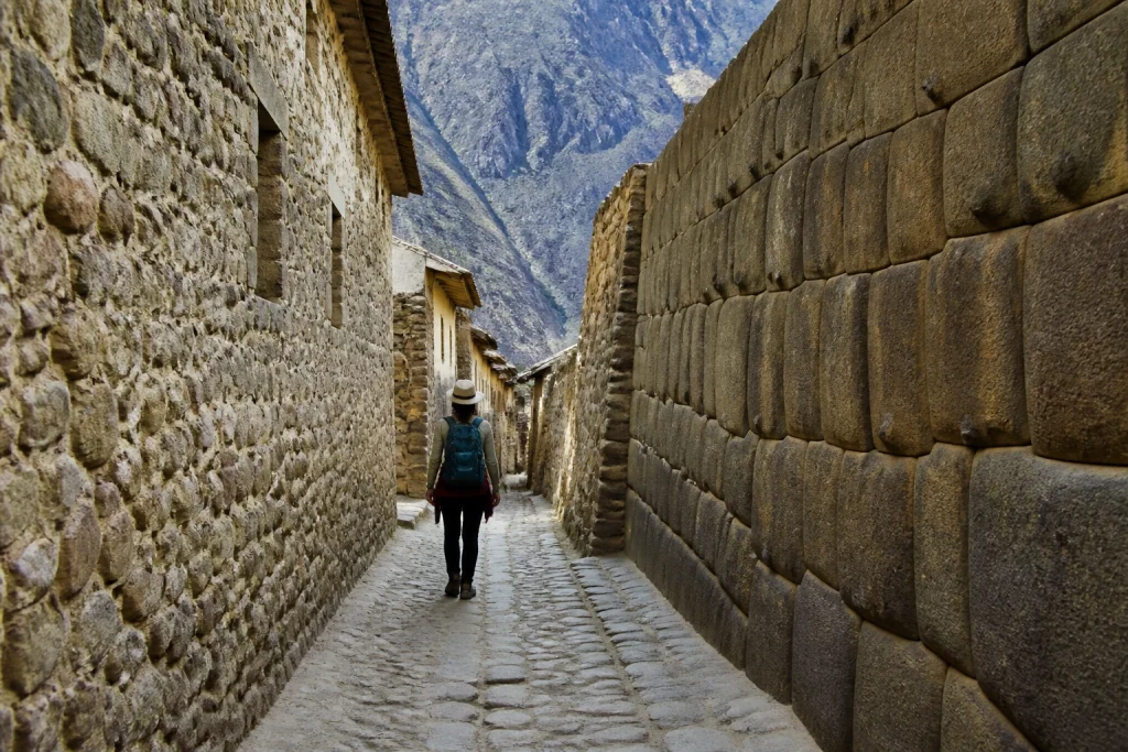 Historic stone street in Ollantaytambo, Sacred Valley.