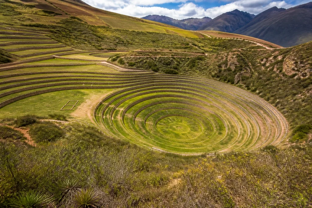 Circular terraces at Moray Archaeological Park in the Sacred Valley