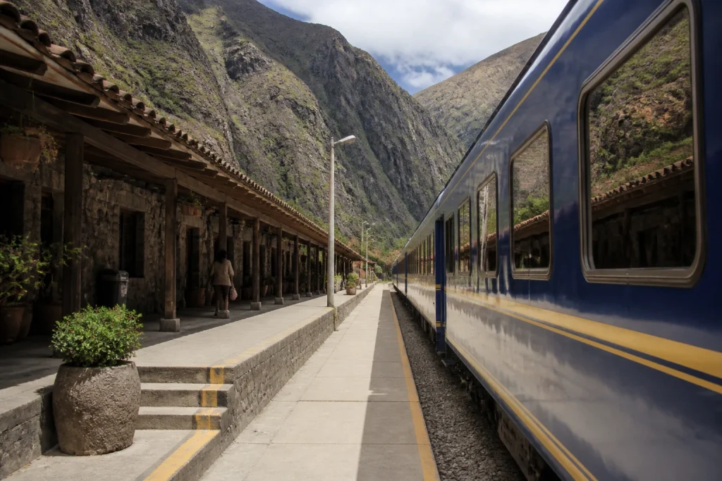Passenger train at Ollantaytambo in Peru's Sacred Valley