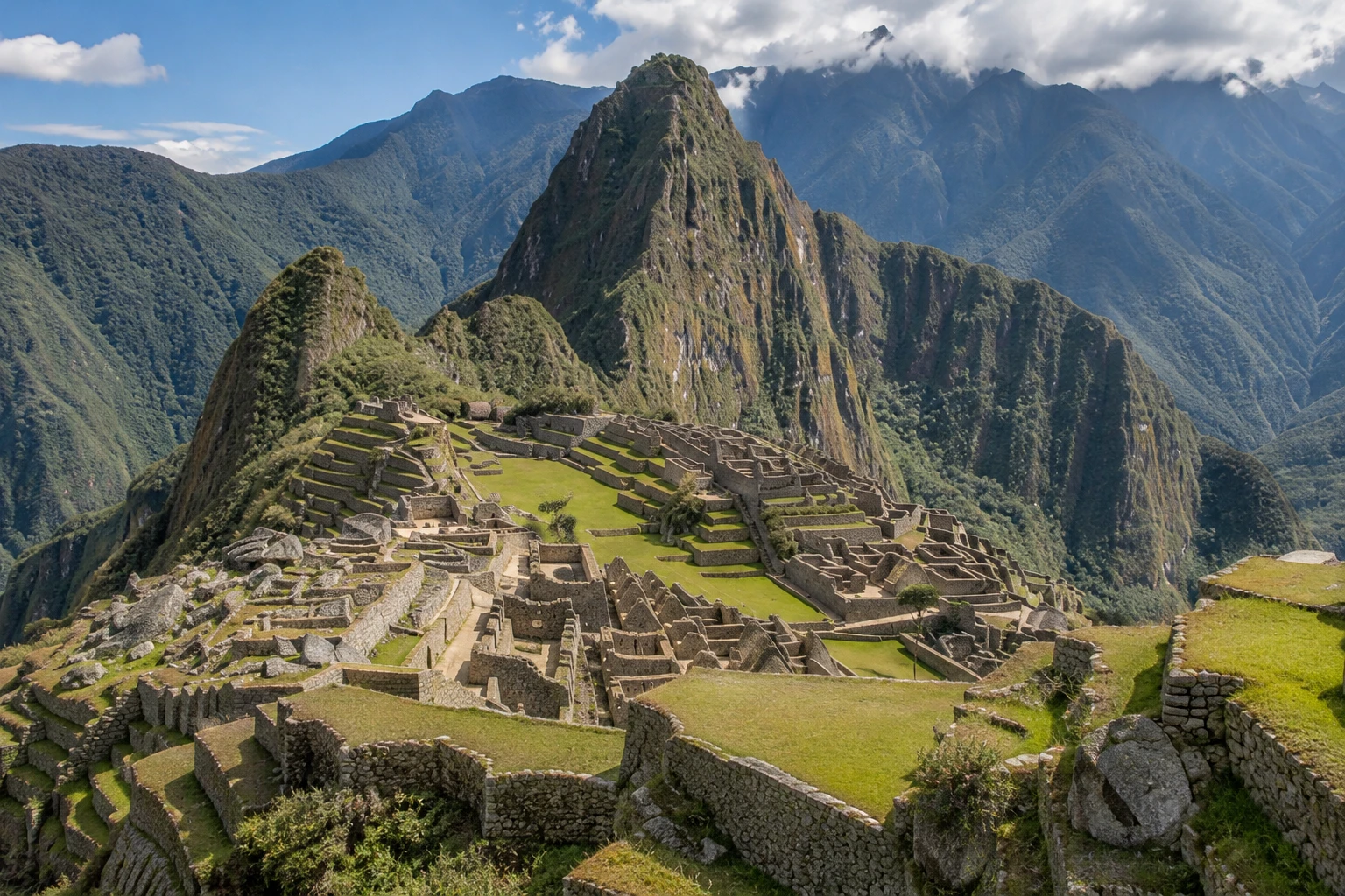 Machu Picchu citadel and Inca terraces in the Andes