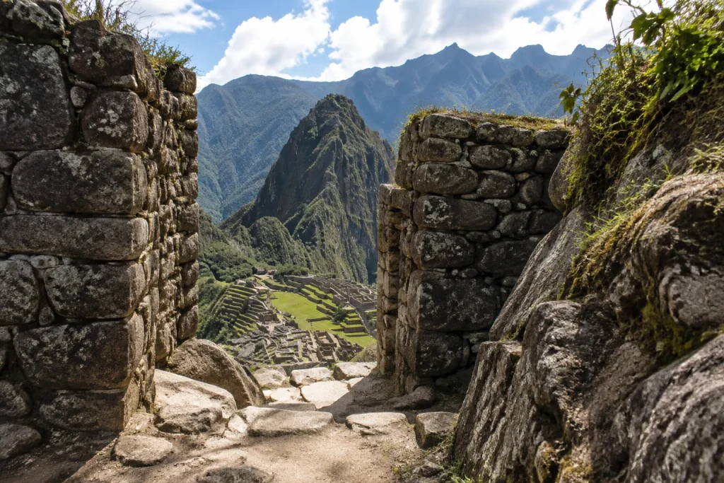 Intipunku Gate stonework at Machu Picchu